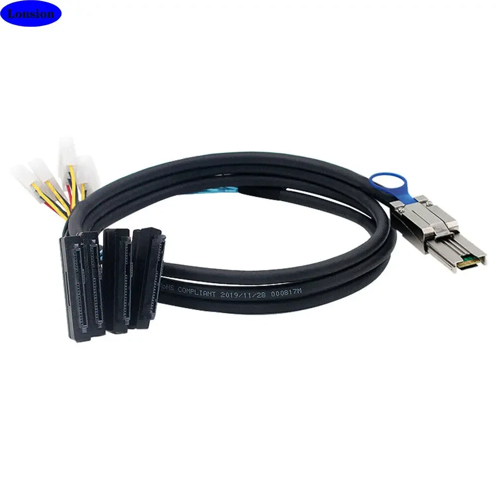 MINI SAS HD SFF-8088 26P to 4 Ports SAS SFF-8482 server Adapter cable with power