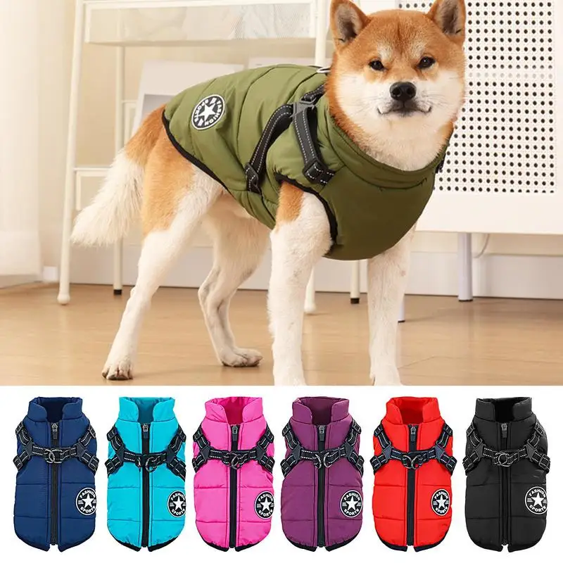 

winter dog coat thicked Harness cloth Waterproof Windproof Snow Jacket warm Snowsuit Vest for Small Medium Large Dogs