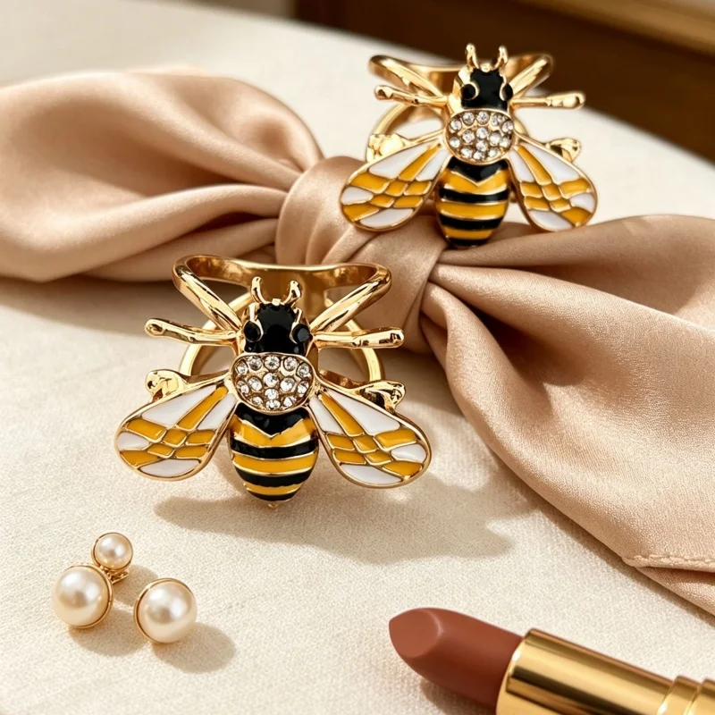Women Bee Scarf Buckle Ring Scarf Clasp Clips Clothing Wrap Holder Clothing Decoration Accessories for T-Shirt Neckerchief Shawl
