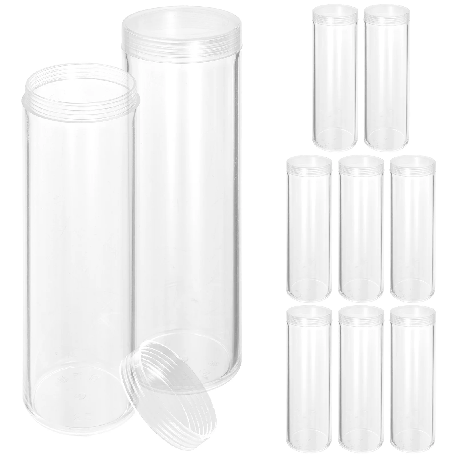 10 Pcs Container Coin Holder Transparent Tube Organizer Storage Boxes for Collectors