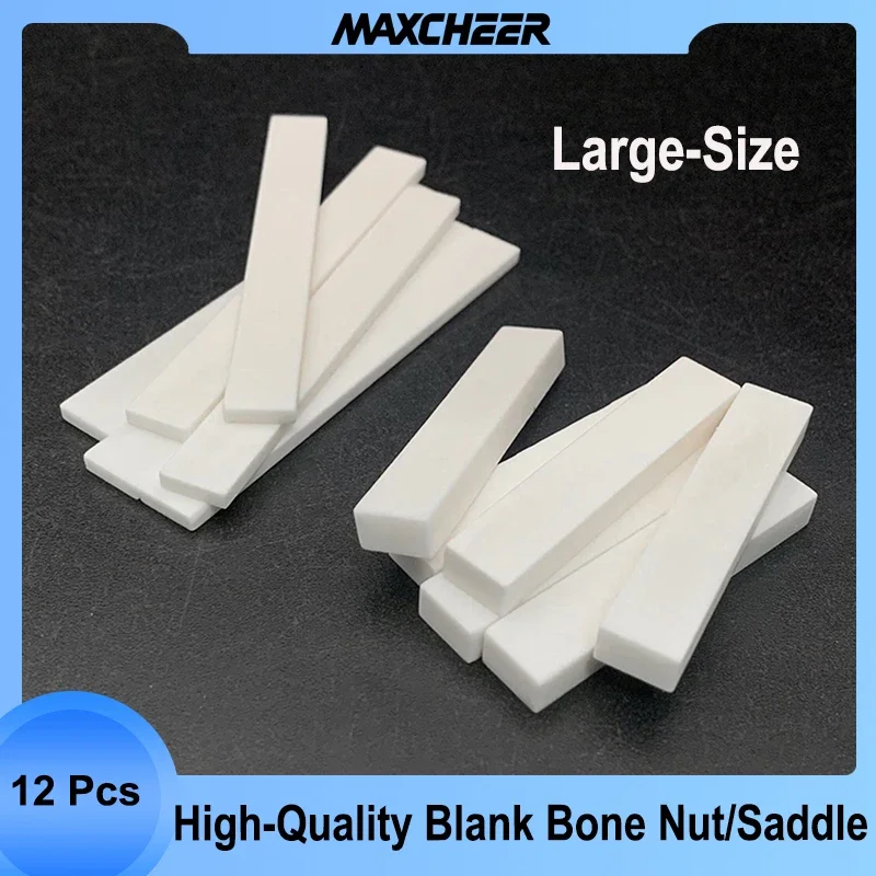 12Pcs/Lot High-Quality DIY Pure Natural Bone Guitar Bridge Nut and Saddle for LP Folk Classical Electric Acoustic Guitar Ukulele