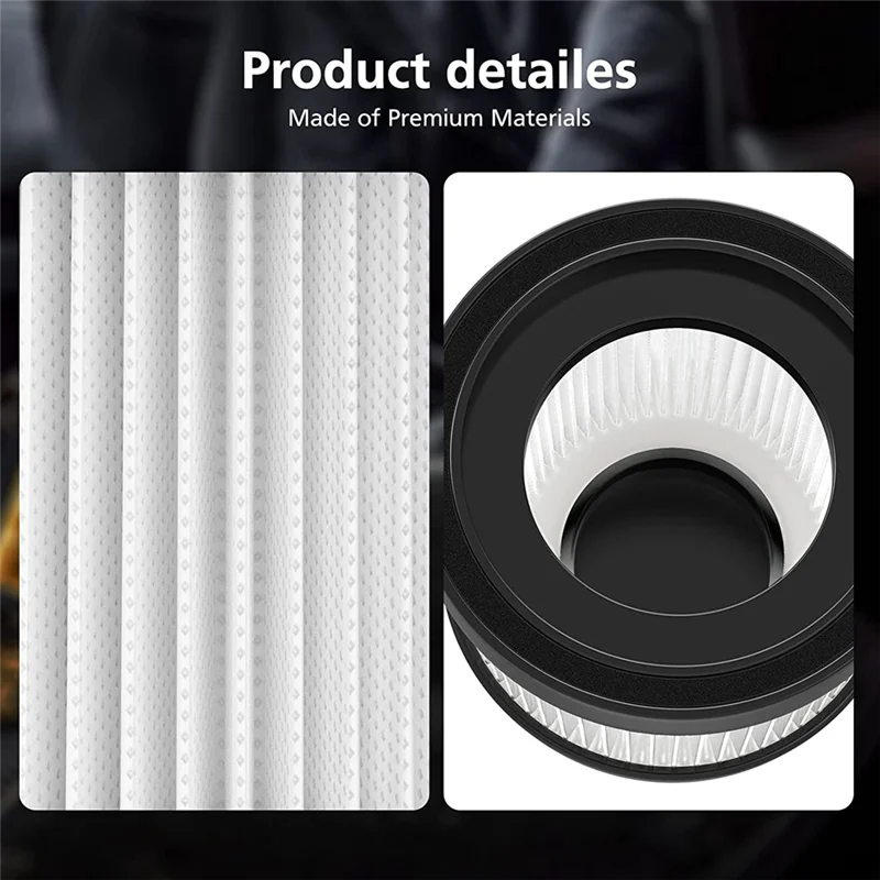 2Pcs HEPA Replacement Filter for DEWALT DCV501HB 20V Cordless Handheld Vacuum, with Black Gasket, Part DCV5011H image 3