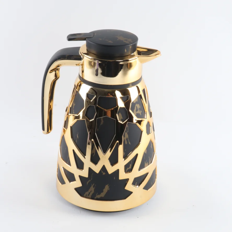 Coated 1L Dara Arabian Coffee Pot Thermos Bottle Arabian Tea Coffee Pot Gold Luxury Custom Logo Color Box