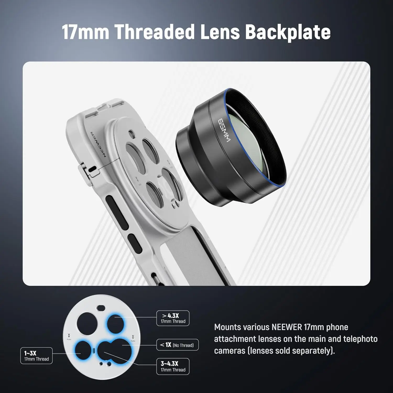 NEEWER Telefonkäfig-Hülle, Schnellverschluss, Video-Rig-Hülle, Telefonstabilisator-Halter für Xiaomi 15 Ultra mit 67 mm Filteradapter – Detail 2