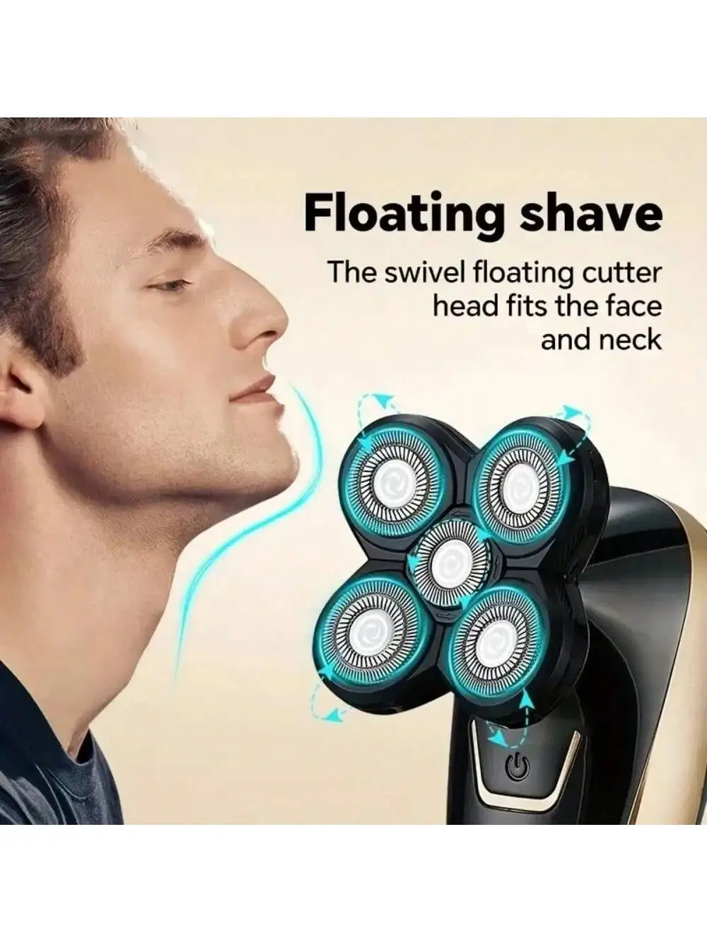 2026 ماكينة حلاقة الرأس مشابك الشعر مقاومة للماء ماكينة حلاقة كهربائية دوارة أداة تهذيب اللحية للرجال قابلة للشحن #4
