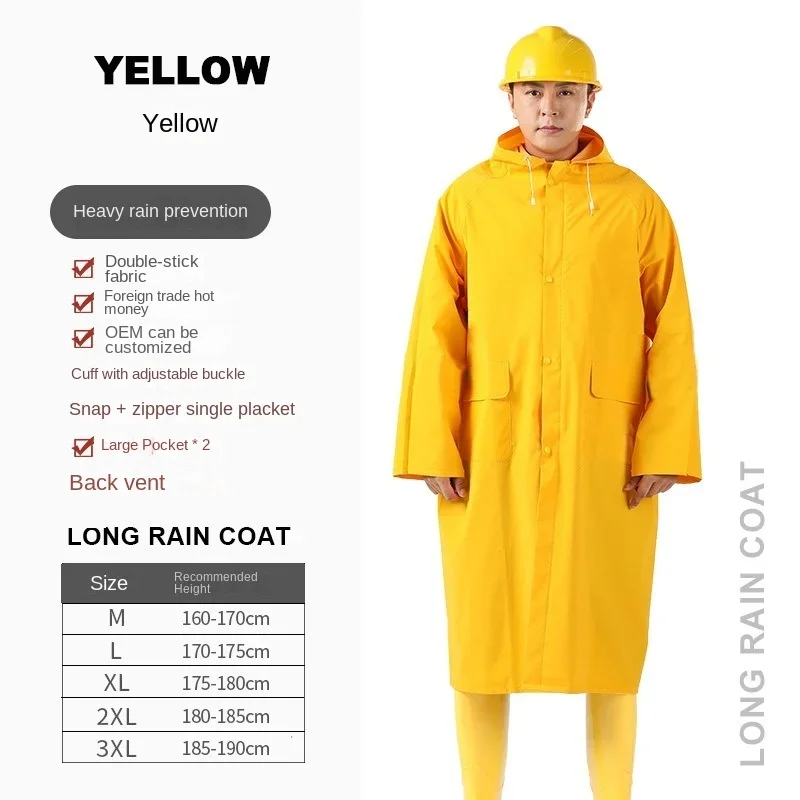 Thickened Single and Double PVC Raincoat Adult Long Sticker Leather Yellow Poncho Labor Protection Construction Site Rain