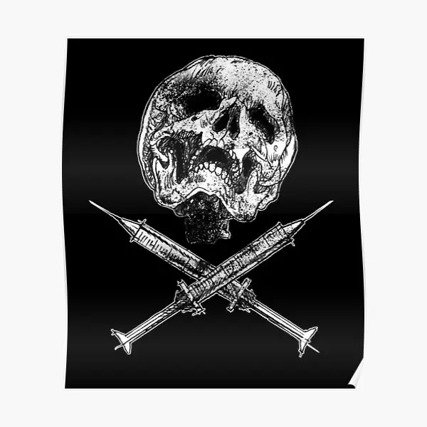 Skull With Crossed Syringes  Poster Funny Room Art Painting Vintage Print Home Picture Modern Wall Mural Decor No Frame