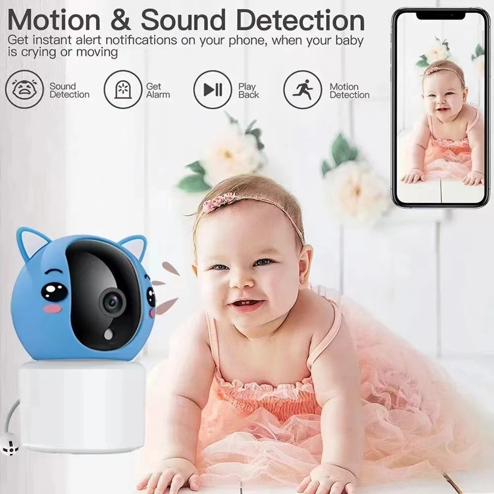 2MP 1080P Tuya APP Wireless WIFI PTZ IP Camera Crying Temperature Monitoring Lullaby Baby Camera Intercom Babysistter Nanny Cam