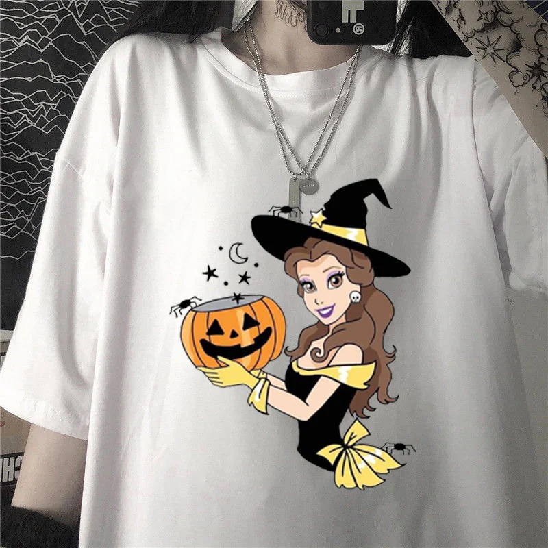 Disney Women T-shirt Princess Alice Snow White Cartoon Character In Halloween Cute Graphic T Shirt 90s Fashion Clothes Top Tee