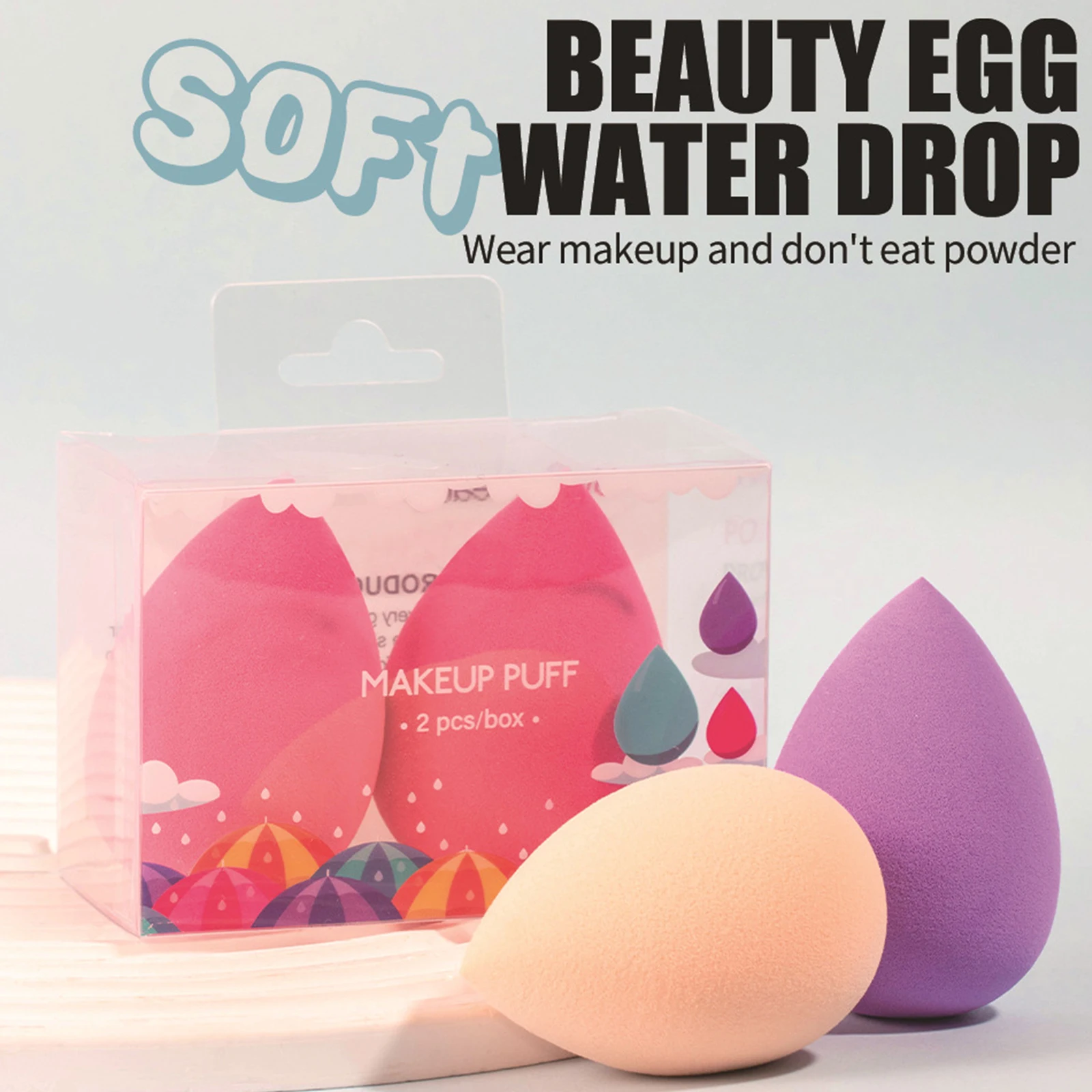 메이크업 스폰지 믹서기 뷰티 에그 소프트 화장품 퍼프 파운데이션, 파우더 퍼프 스폰지, 여성 메이크업 액세서리, 미용 도구, 2 개