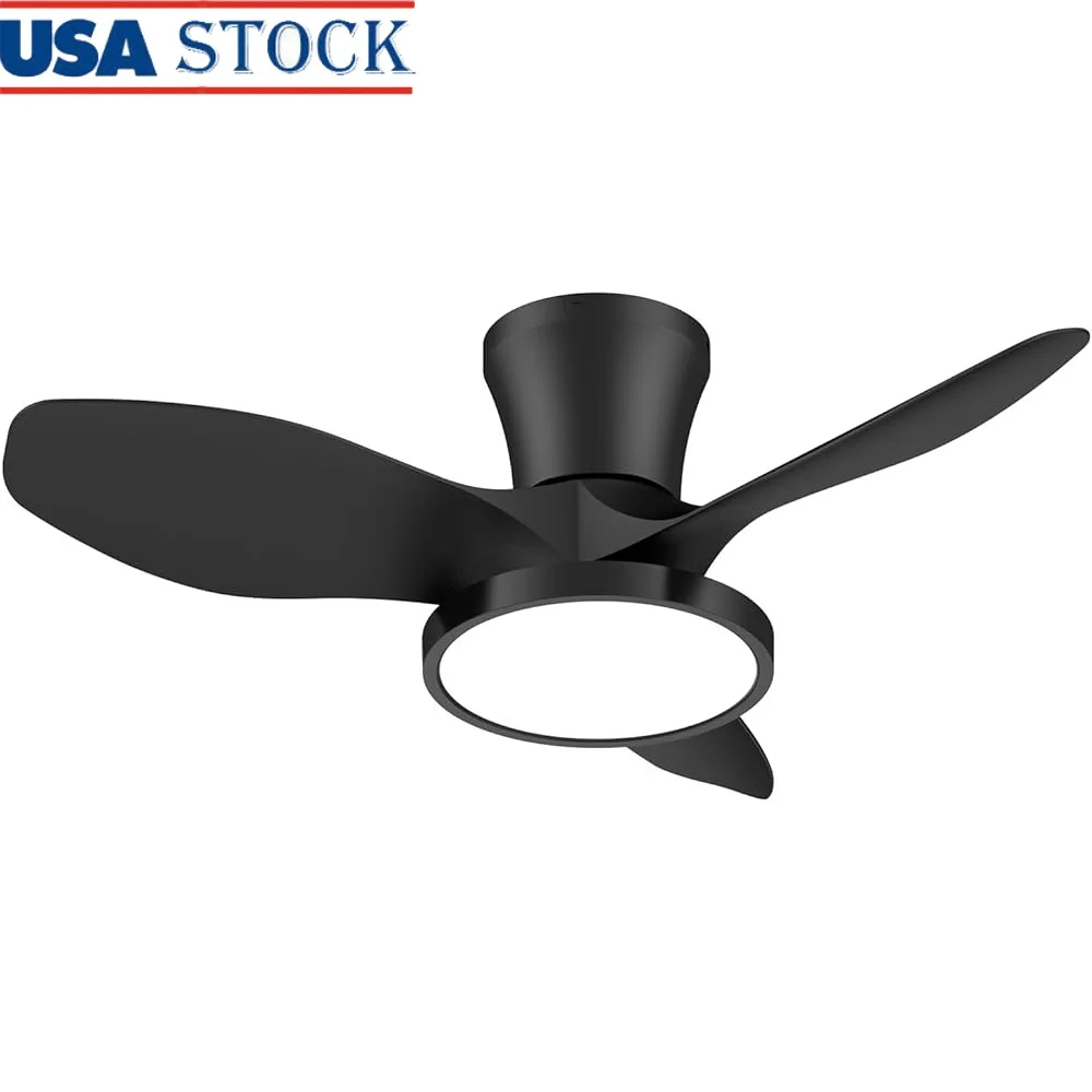 Quiet Ceiling Fan with LED Light Remote Control 32 Inch DC Motor Timed Settings Reversible Airflow Kitchen Bedroom Living Room