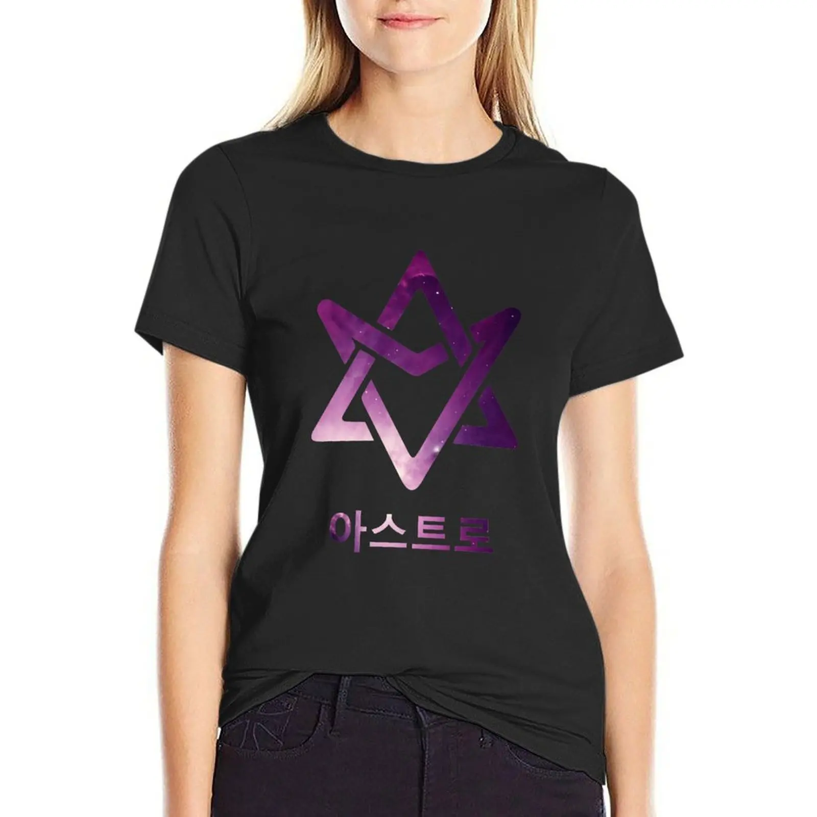 Camiseta con logotipo de ASTRO KPOP GALAXY para mujer, tops de talla grande, ropa de anime divertida, camiseta para mujer