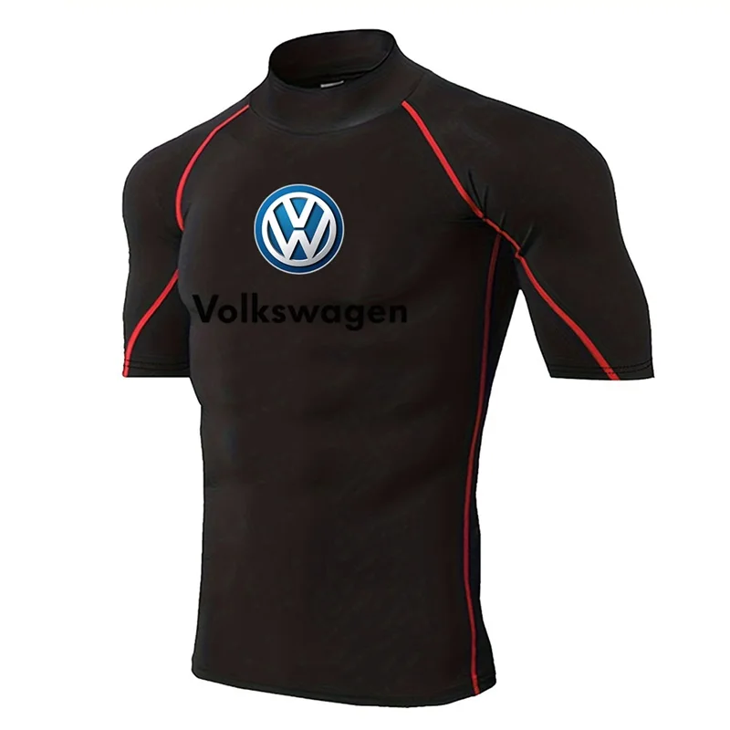 Volkswagen logo printed tight fitting fitness suit