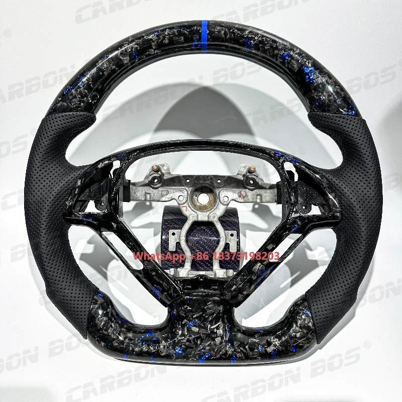 

High Quality Blue Forged Carbon Fiber Black Perforated Leather MOQ1for Infiniti FX35 G25 G37 Q50 Q60 Q70 350Z Car Steering Wheel