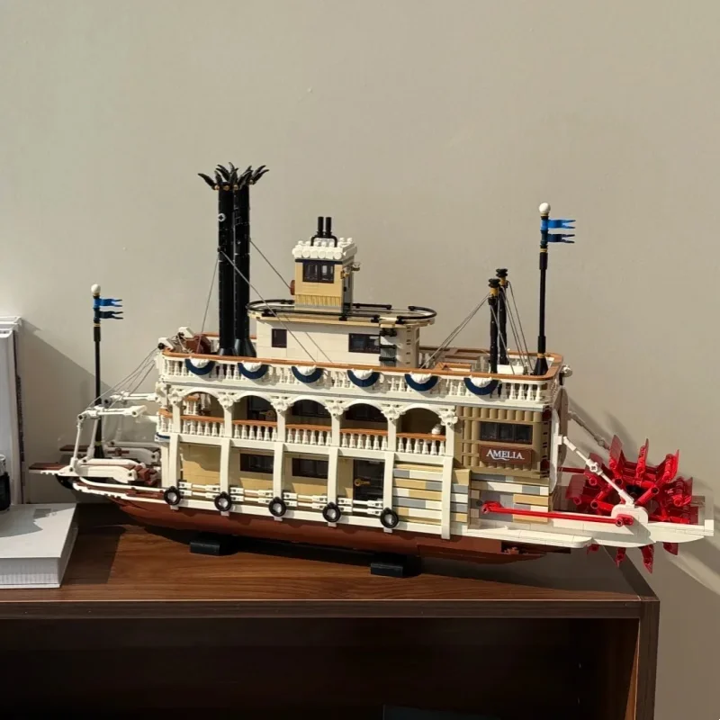 4090pcs Creative River Steamboats Building Blocks Compatible 21356 Steam Ship Model Transport Assemble Bricks Toy Christmas Gift