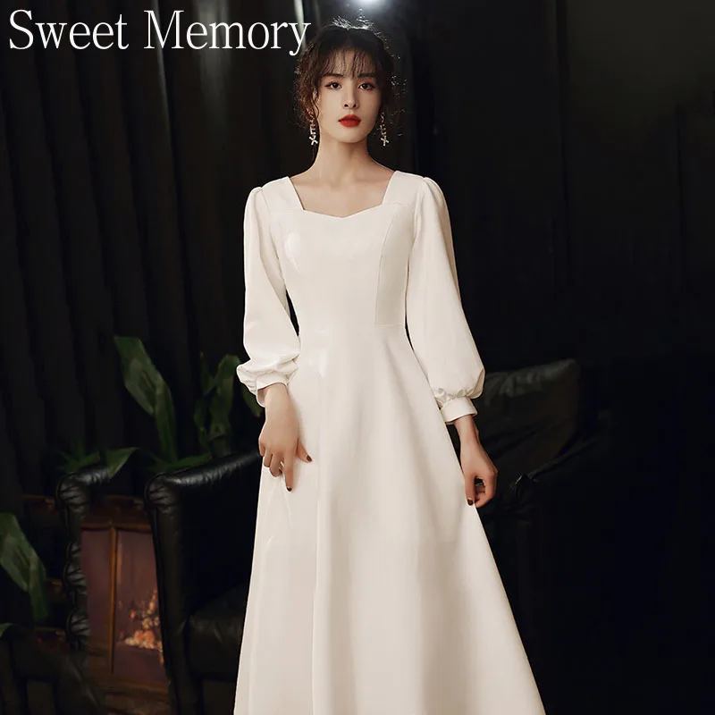 A8139 Long Sleeves Bridesmaid Dresses Fashion Girls Women Clothes Sweet Memory Elegant Women A-Line Graduation Cocktail Dress
