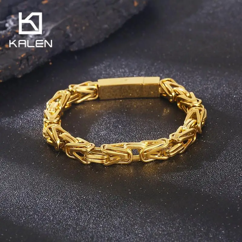 

KALEN 8mm Vintage Byzantine Bicycle Bracelet For Men Combination Chain Rainbow Multi-color 316L Stainless Steel Jewelry