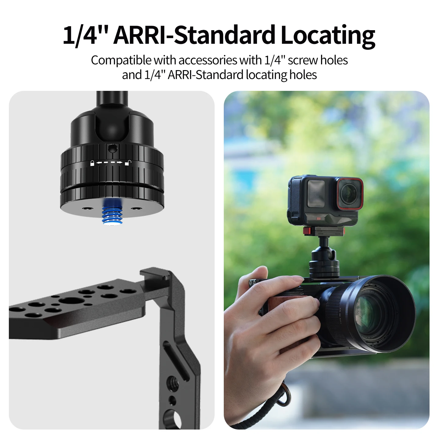 1/4 Zoll Kugelkopf Drehbare Schneckenklemme aus Aluminium 360° ° Panorama-Stativhalterung für DJI Osmo Insta360 GoPro Action-Kamera Zubehör – Detail 11