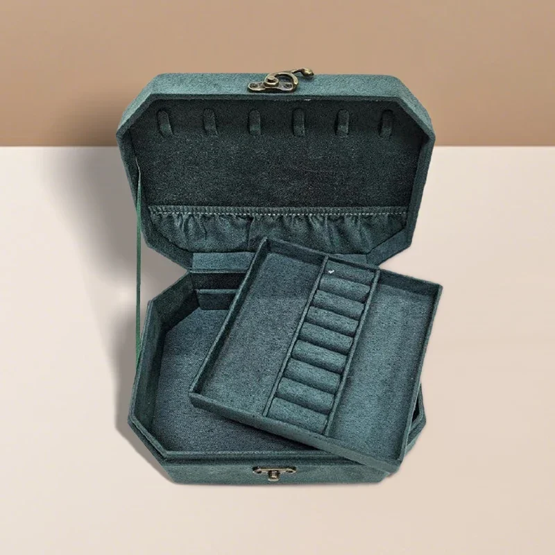 

Lbarley Vintage Octagon Jewelry Box Portable Jewelry Box Large Capacity Jewellery Organizer Double Layers Luxury Gift Box 2025 N