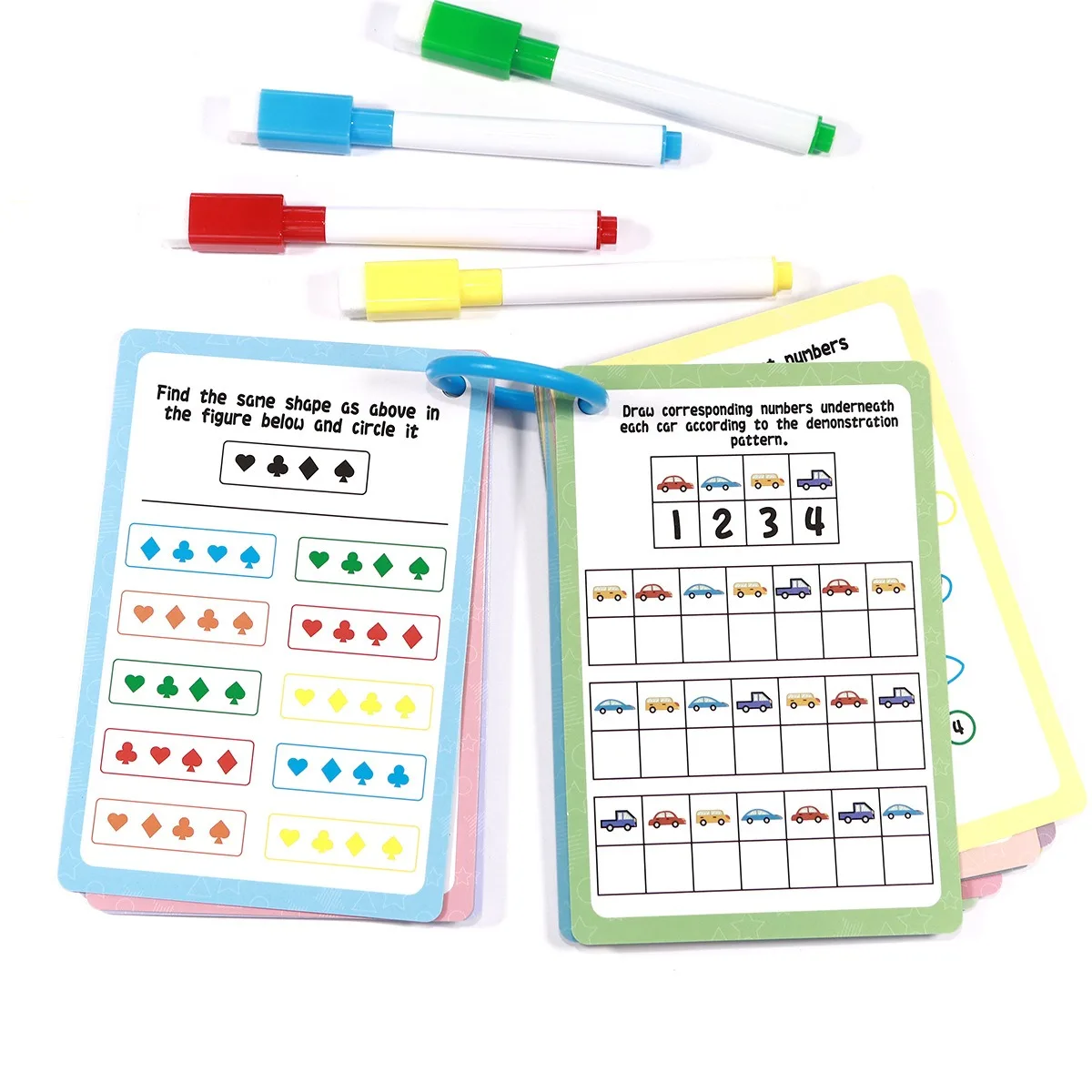 Flashcard Thinking Training Cards - Focus Game Cards - Fun Brain Teaser Cards - Erasable and Reusable Cards