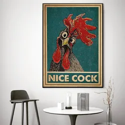 Retro Chicken Poster Vintage Canvas Art Decor Painting Wall Art Prints Funny Chicken Art NICE COOK Home Wall Decoration Gift