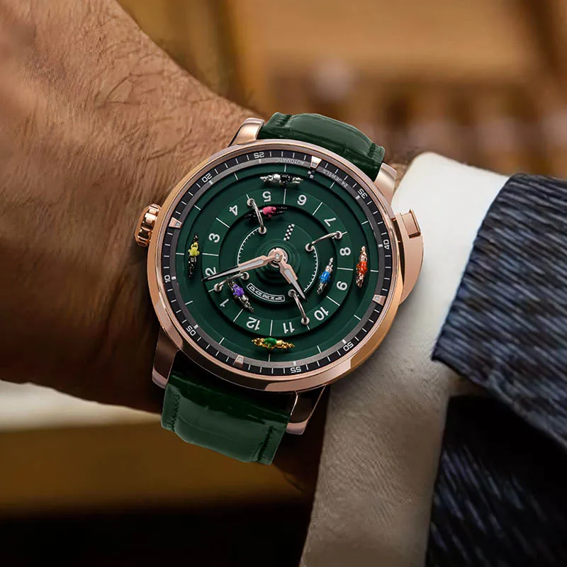 سلسلة سباق الخيل Pindu Player للرجال، لعبة سباق الروليت الأوروبية الميكانيكية، تصميم رياضي أوتوماتيكي بالكامل، ساعة الحفلات