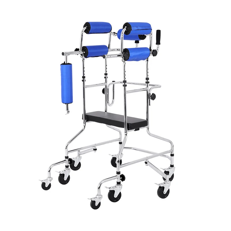 Adjustable anti-rollover assist lower limb walking hemiplegia gait trainer pediatric walker