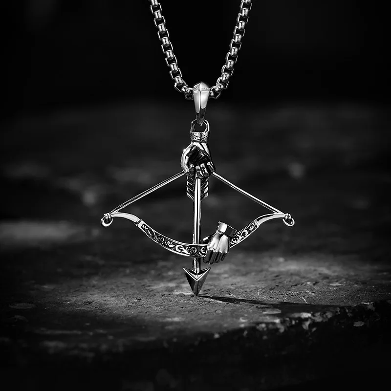 

3D Stereoscopic Bow and Arrow Necklace Men Pendant Necklace Original Design