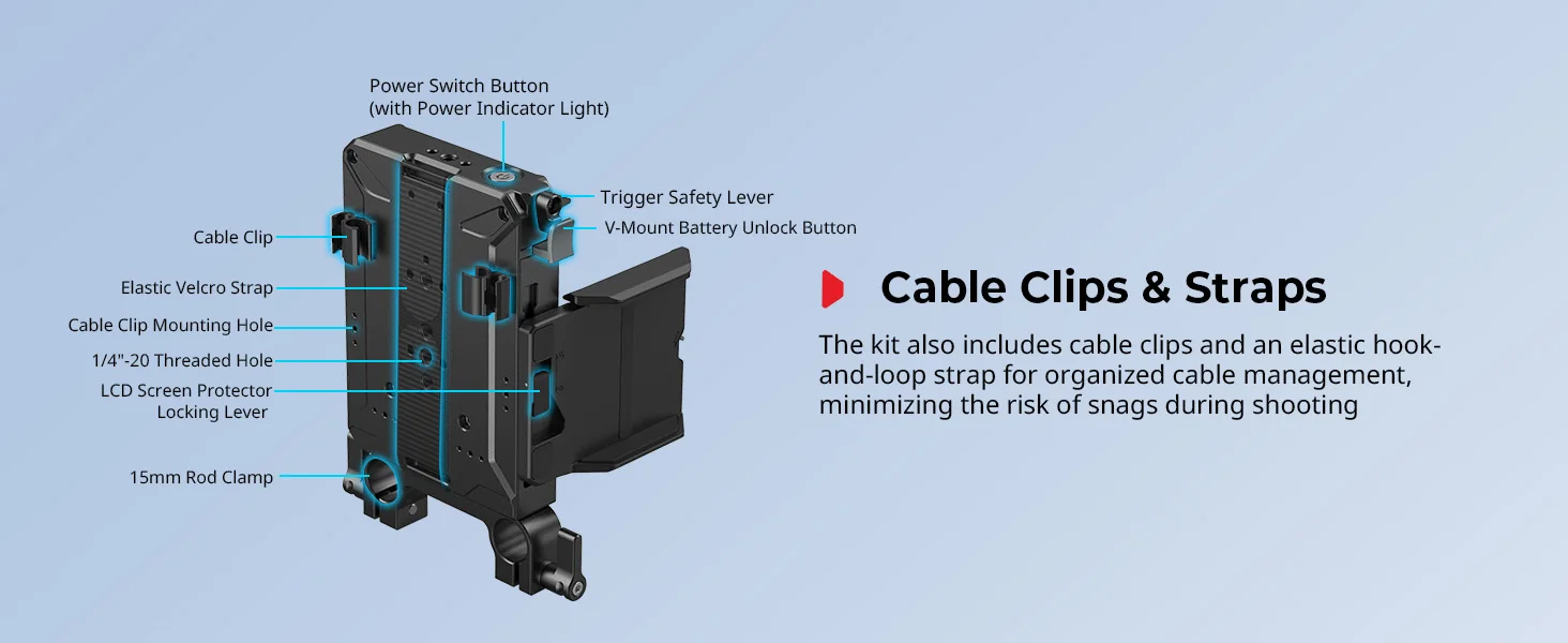 SmallRig V-Mount Akku-Montageplatten-Set für 15 mm LWS-Stangen für Sony für Canon für DSLR-Kamera mit 15 mm Stangenklemme, Displayschutzfolie – Detail 6