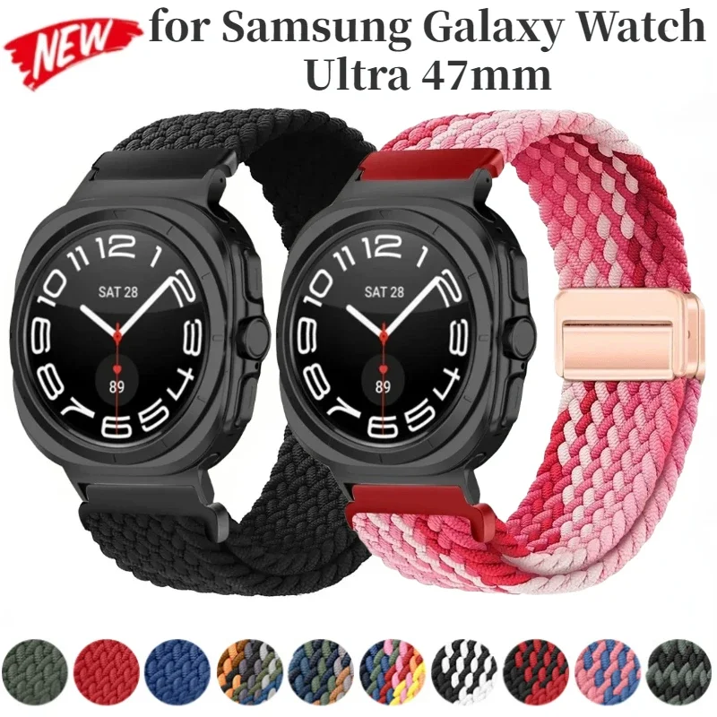 

Nylon Braided Strap for Samsung Galaxy Watch Ultra 47mm Magnetic Buckle Bracelet for Samsung Galaxy Watch 8-7 Ultra 47mm Correa