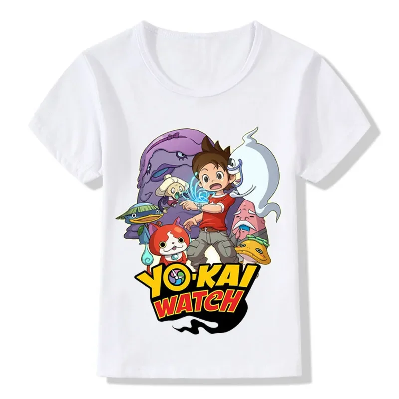 Cartoon Print T-shirt Children Yo Kai Watch Design Funny Tshirt Boys Girls Tops Short Sleeve Tee Kids Casual Clothes for Toddler