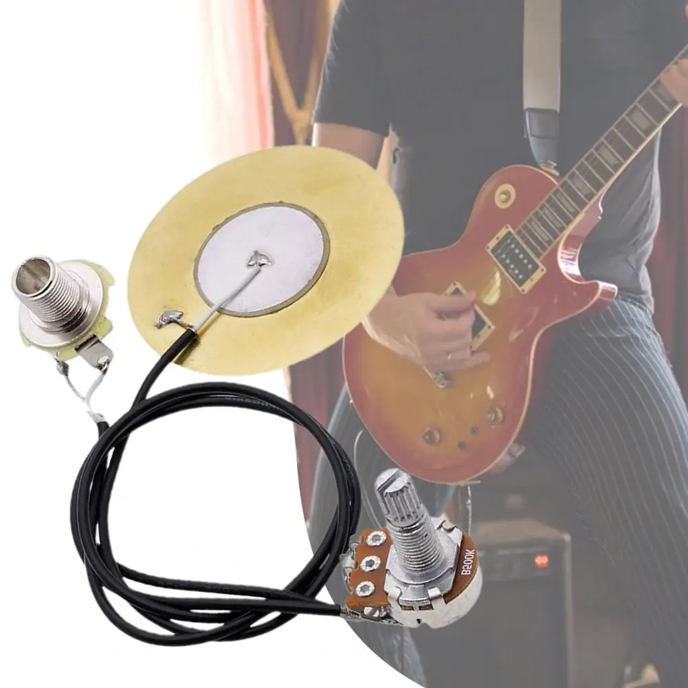 1 Set 50MM Guitar Disc Pickup Enhance Sound Effect Metal Piezo Transducer Self-Adhesive Electronic Acoustic Guitar Pickups