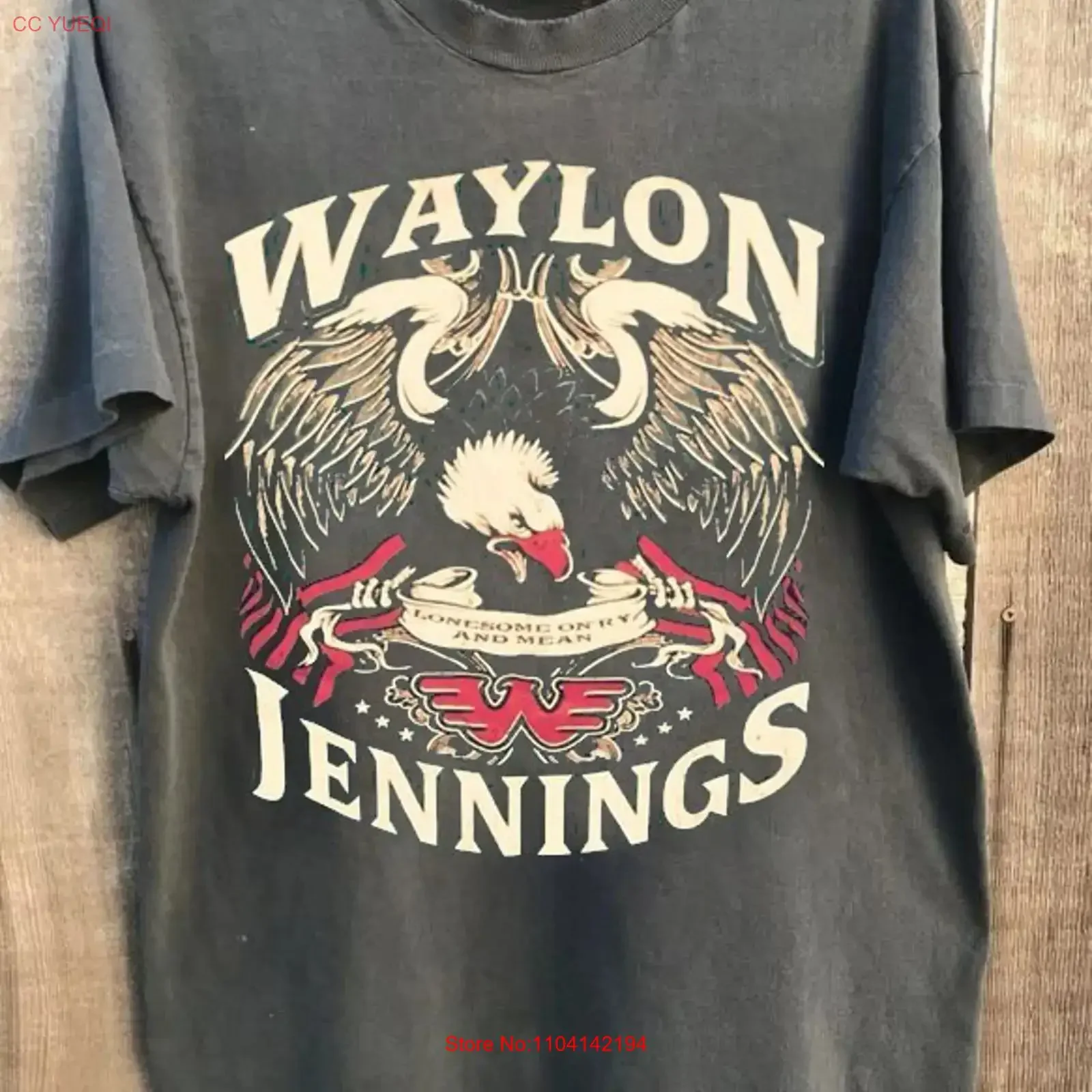 Waylon Jennings Tour T Shirt Retro Style Charcoal S 5XL WA0656 vintage Washed Casual Stylish designer clothes homme Versatile