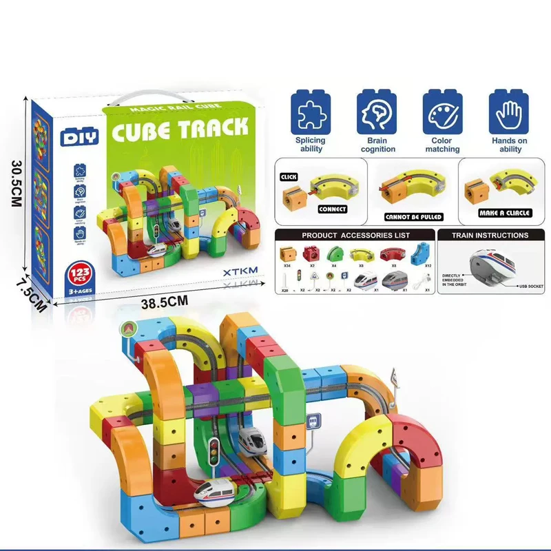 

New Latest Educational Toys 51/118pcs Assembly Magic Track Train Set Children'S Toys Non-Remote Control Rail Car Gift Box