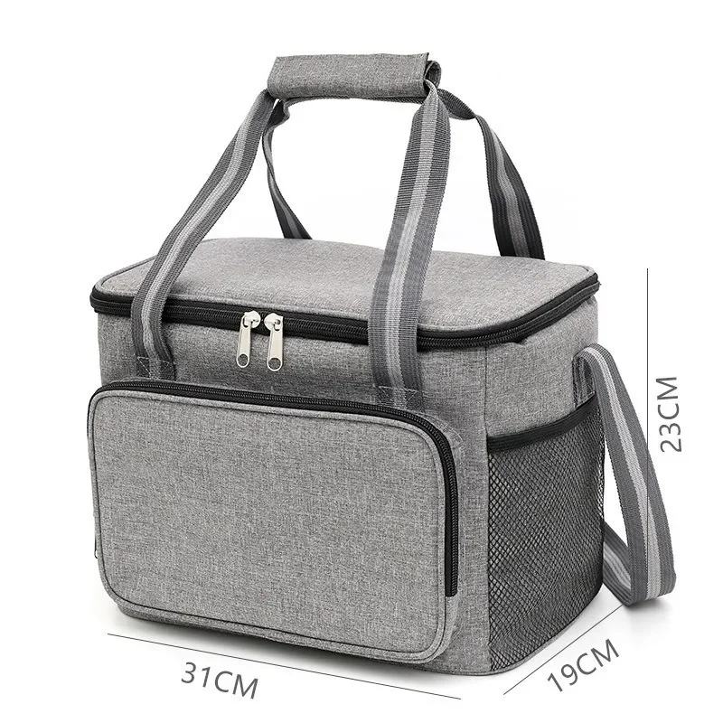 Large Insulated Lunch Bag Black Waterproof Leak-proof Thickened Handheld/Shoulder Carry Outdoor Picnic Lunch Bag