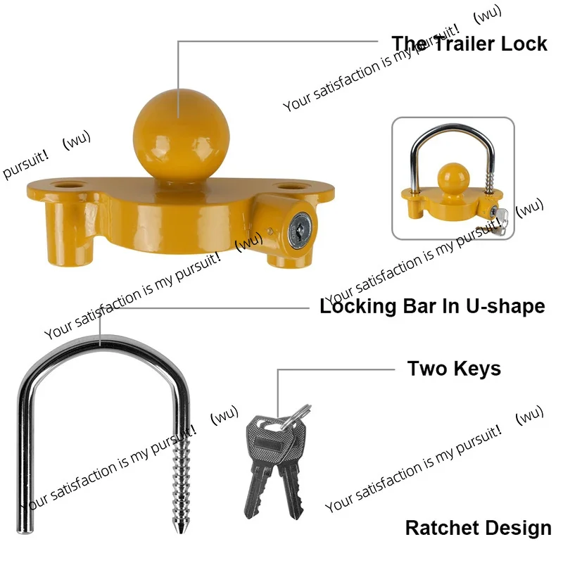 Heavy Duty Trailer Hitch Lock, 2-5/16 Inch Adjustable U-Shape Coupler Anti-Theft Lock, Universal Security Ball Lock for Tow Rece