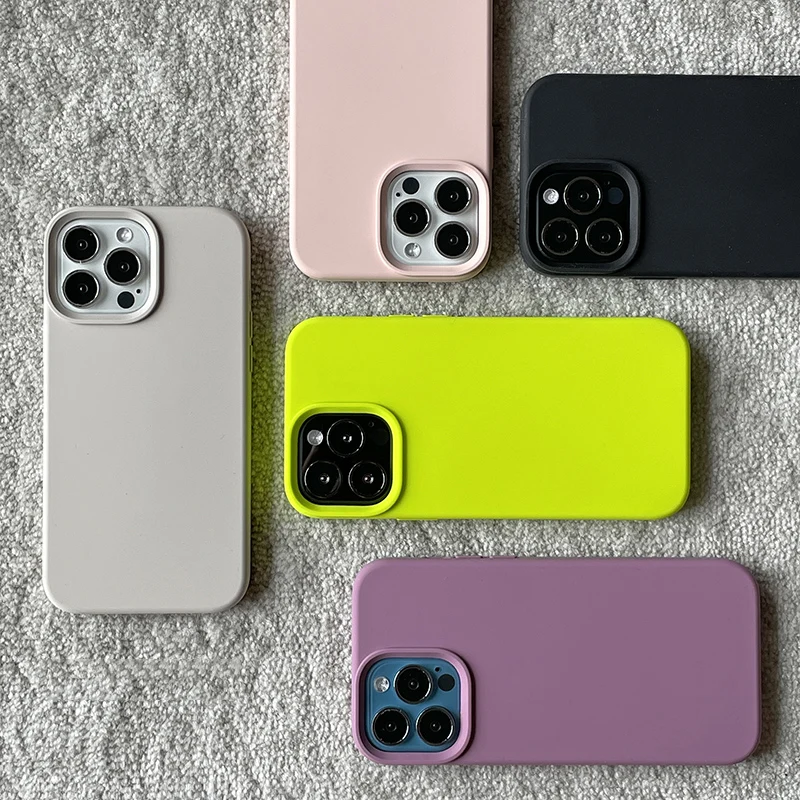 Official Candy color silicone case For iphone 13 12Mini 15 14 Pro Max Camera lens protective bumper Cover for Iphone 14 12 Pro