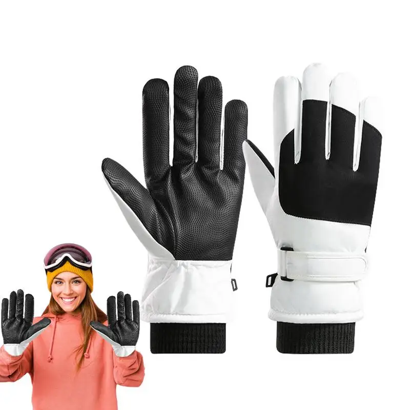 Guantes de nieve cálidos para clima frío para mujer, impermeables, antideslizantes para niños, Guantes de Snowboard para invierno