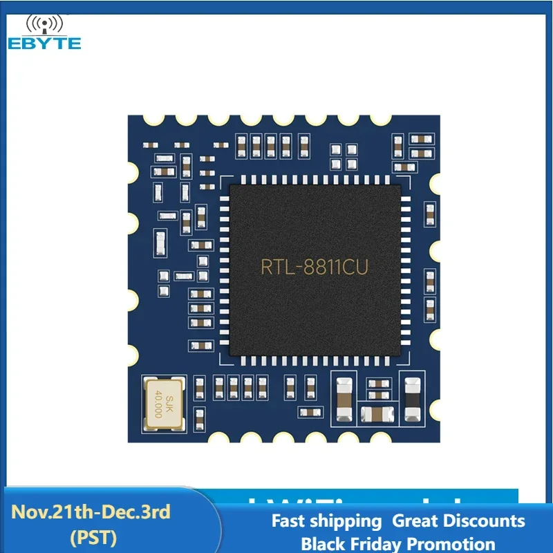 RTL8811CU 2.4GHz 5.8GHz WiFi Module 22dBm Stamp Hole EBYTE E103-RTL8811CU SDIO SMD Module Low Cost 22dBm 200m USB Interface