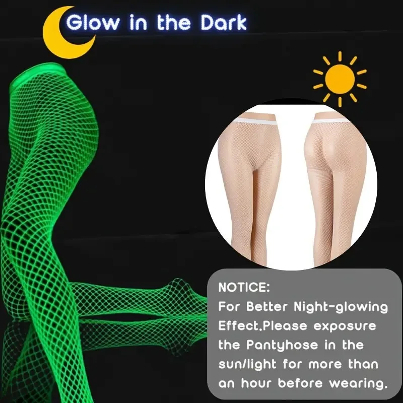 توهج الظلام هالوين الجوارب مثير مضيئة شبكة صيد السمك تخزين متوهجة ملابس الحفلات انظر من خلال بقماش شفاف جوارب طويلة نادي ليلة تأثيري