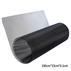 Car Grill Mesh Sheet Black Painted Aluminum Alloy Grille Mesh Roll Automotive Grille Insert Bumper Rhombic Hole Black
