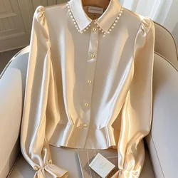 Satin Casual Women's Blouses Spring/Summer New Solid Korean Shirts Slim Fit Long Sleeves Top Women Clothing Sales