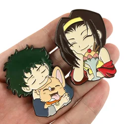 Cowboy Bebop Spike Spiegel and Faye Valentine Anime Accessories Metal Fashion Badge Toys
