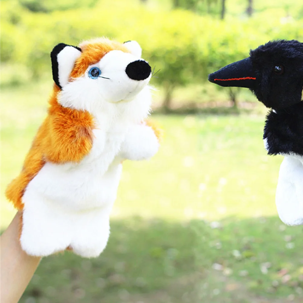 Toyandona marionetas de mano de zorro de felpa, marionetas de mano de Animal de peluche suave y peludo, juguete de juego creativo, enseñanza de cuentos