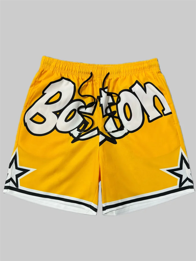 

Лето 2025 г., хит продаж, новые спортивные баскетбольные шорты с буквенным принтом, повседневные повседневные шорты больших размеров, шорты для плавания и фитнеса на открытом воздухе