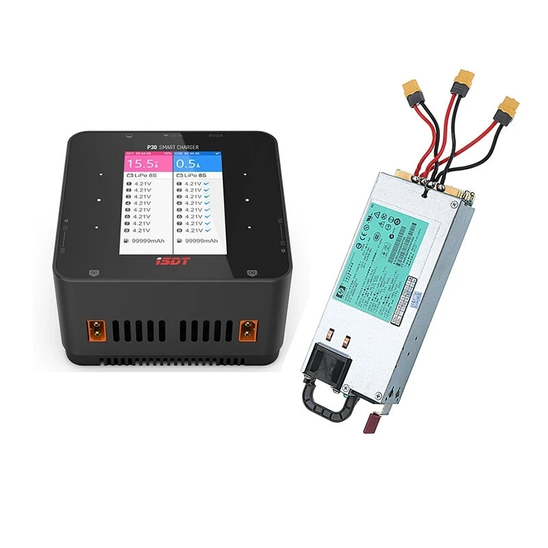 

ISDT P30 1000WX2 30AX2 Dual Port 8S Battery Charger Discharger With DPS-1200FBA 1200W 100A Switching Power Supply