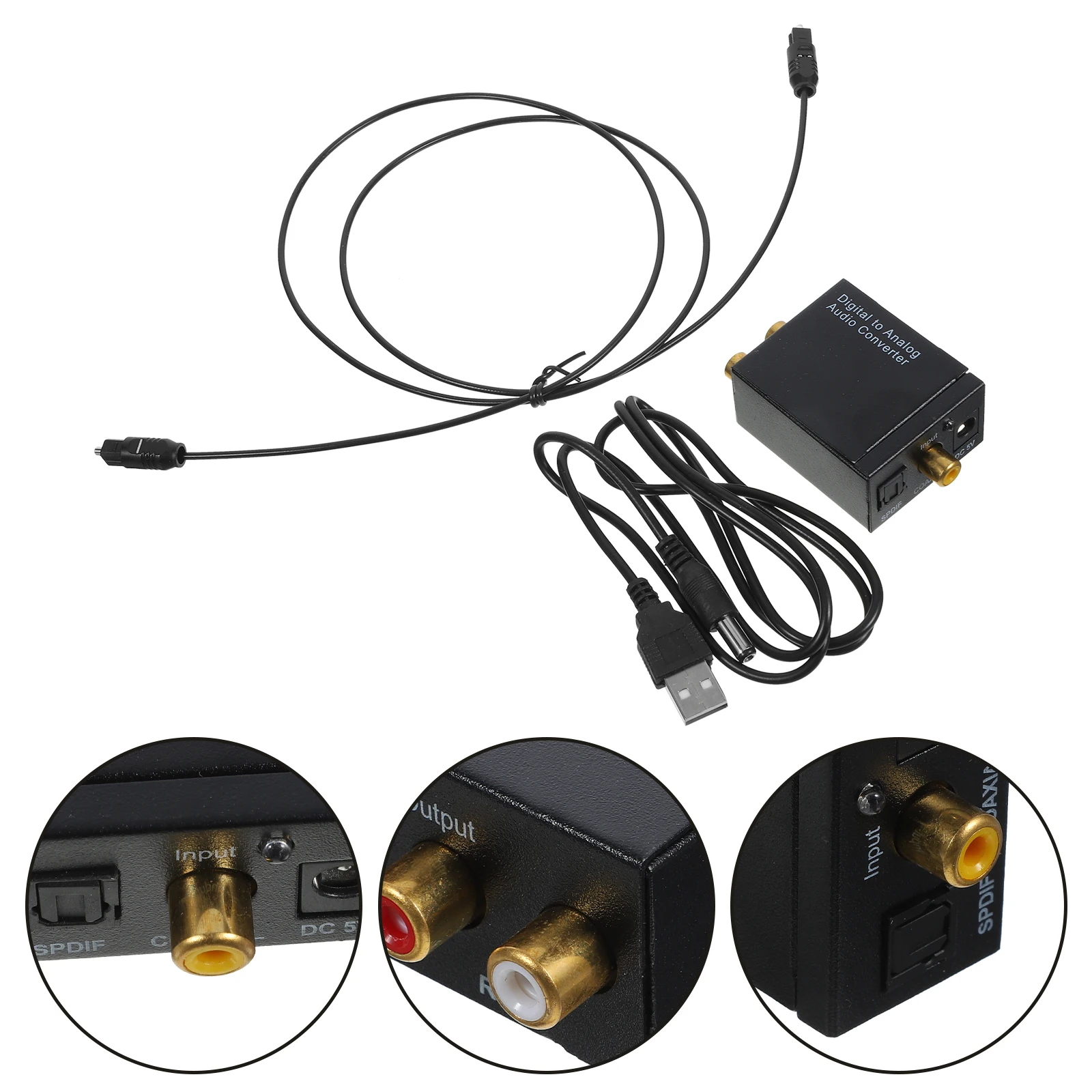 

Box Optical To Audio Splitter Analog 32-96Khz 24Bit S/Pdif Audio Receiver Fiber Signal Black