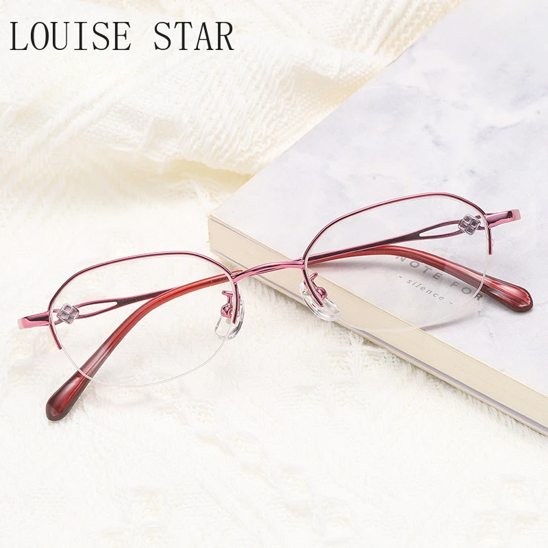 Glasses Frame Made of Pure Titanium, Fashionable and Elegant. Women's Glasses Frame Can Be Matched with Presbyopia and Myopia