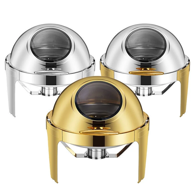 Round Chafing Dishes for Buffet,6QT, Silver/Half Gold/Gold,Roll Top Chafing Dish Buffet Set