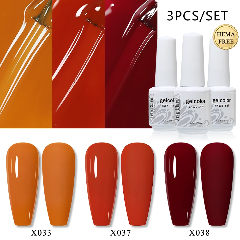 Arte Clavo 3 Stuks Hema Vrije Gel Polish Kleuren Permanente Nagellak Set Langdurige Manicure Basis Top Jas Klassieke Kleur Kit